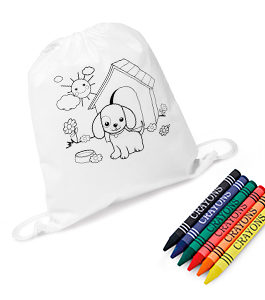 Sacola tipo mochila para colorir